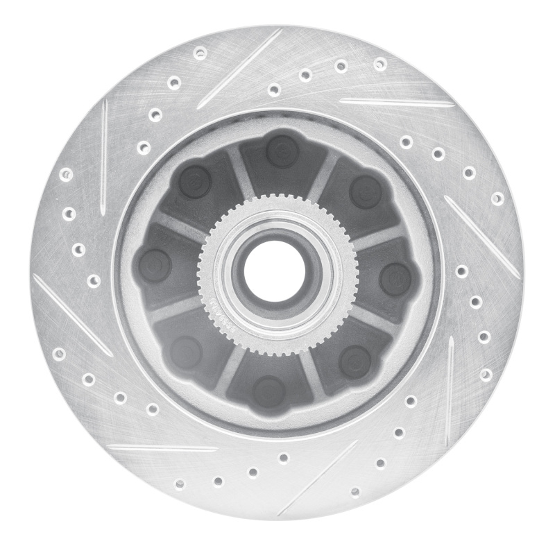 Chevrolet Express 3500 Brake Rotor (1) - Front Right - R1 Concepts - Drilled & Slotted - Silver - `01-`02